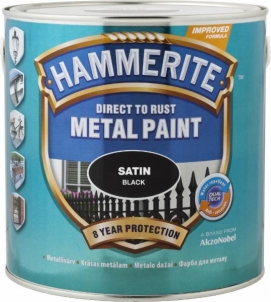 Dažai metalo HAMMERITE SATIN FINISH (half mat) juoda 750 ml 