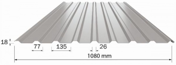 Trapezoidal profile steel roof Borga BPD18 (0,40 / Alzn)