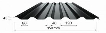 Trapezoidal profile steel roof Borga TR45 (0,7 mm/P30)