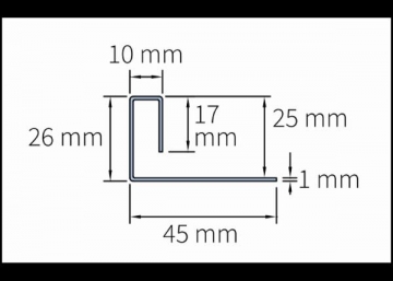 Cedral užbaigimo profilis (aliuminis), 3000 mm (C21, C71 - 78 spalvos)