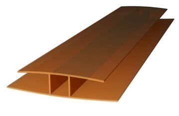 Polikarbonatinių plokščių sujungimo profilis PC-H 10 mm (6 m) bronze Pvc and polycarbonate sheets