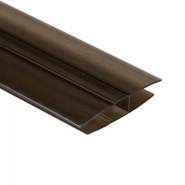 Polikarbonatinių plokščių sujungimo profilis PC-H 10 mm (6 m) bronze Pvc and polycarbonate sheets