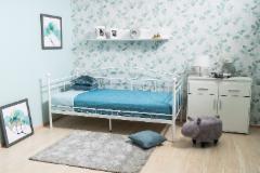 Metalinė lova jaunuolio kambariui Ankara 90 balta Lovos paaugliams