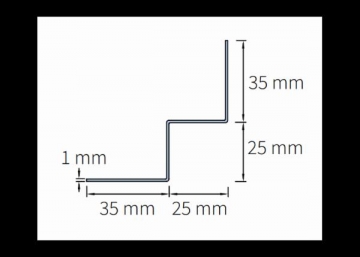 Cedral vidinio kampo profilis (aliuminis), 3000 mm (C01 - 03, C05, C07, C10, C15, C18, C50 - 52, C54 spalvos)