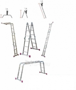 Kopėčios Youmay sulankstomos Aliuminės MultiMatic 4 x 4, 1,21-2,17-4,45 m Ladder