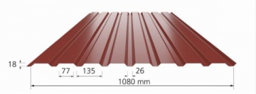 Trapezoidal profile steel roof Borga BPE18 (0,5 mm/P30)