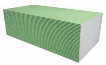 Atspari drėgmei gipso kartono plokštė Knauf GREEN GKB 12.5mm 1200 x 2600 (3,12 kv.m) Ģipša apmetuma (kke)