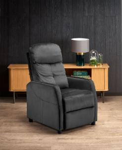 Fotelis FELIPE 2 juodos spalvos su išskleidžiamu pakoju Atzveltnes krēsli, pufi