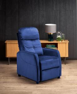 Fotelis FELIPE 2 mėlynos spalvos su išskleidžiamu pakoju Atzveltnes krēsli, pufi