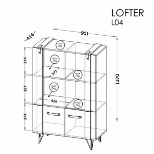 Komoda LOFTER 04 Svetainės baldų kolekcija Lofter
