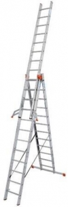 Profesonalios TRIBILO Aliuminės Kopėčios 3x10 pak. Darbinis aukštis 7.65 m Ladder