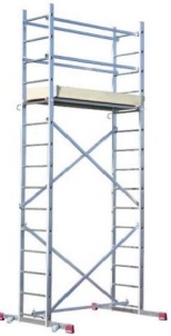 Universlūs aliuminiai Pastoliai su padu CORDA Darbinis aukštis 4.0 m Ladder