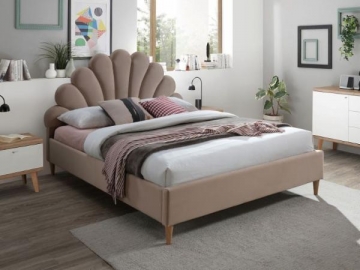 Miegamojo lova Santana 160 smėlio spalvos aksomas Спальни кровати