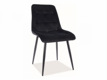 Dining chair Chic Chrom Velvet black (water repellent fabric) 