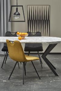 Industrinio stiliaus valgomojo stalas Peroni (išskleidžiamas) baltas marmuras / juoda