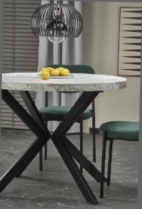 Industrinio stiliaus valgomojo stalas Peroni (with pop-up) white marmuras / juoda