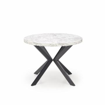 Industrinio stiliaus valgomojo stalas Peroni (išskleidžiamas) baltas marmuras / juoda