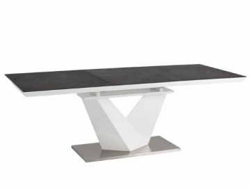 Valgomojo stalas Alaras II 120(180)X80 melns/balta lakuota Ēdamistabas galdi