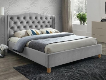 Miegamojo lova Aspen 160 aksomas šviesiai pilka Bedroom beds