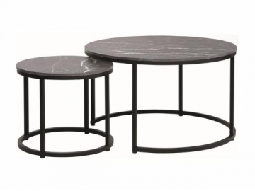Dviejų kavos staliukų komplektas Dion juodas marmuras / juoda Svetainės staliukai
