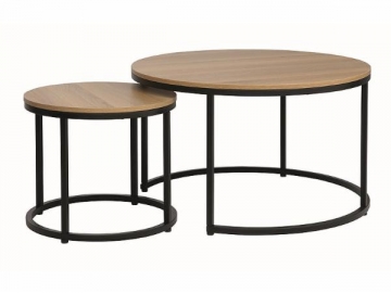 Dviejų kavos staliukų komplektas Dion ąžuolas / juoda Svetainės staliukai