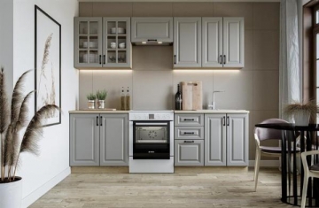 Virtuvės baldų komplektas Halmar Elizabeth - 240 cm pilka Virtuves mēbeļu komplekti