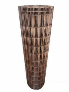 Tvoros tinklas virintas dengtas PVC 2,4mm x100x75 mm H-1,5 m (25 m. rul ) rudas RAL8017 Sieta žogi ruļļos (metinātas, plastificēts)