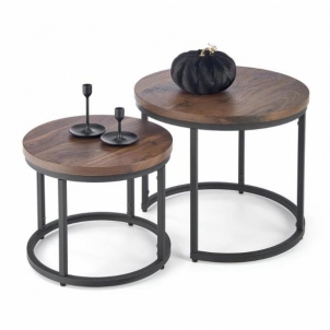 Dviejų kavos staliukų komplektas OREO riešutas / juoda Svetainės staliukai