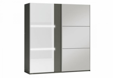 Cupboard TUNIS 200 grafitas/white sparkling Bedroom cabinets
