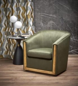 Fotelis ENRICO žalias Atzveltnes krēsli, pufi