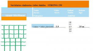 Tinklas STRONG 250 50x50x2,5 mm H-2,0 m (25 m, 50,0 kv.m)
