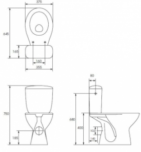 Tualete CERSANIT PRESIDENT 010 3/6l ar vaku