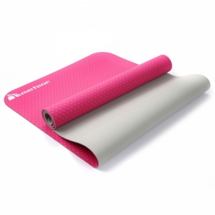 Aerobikos kilimėlis Meteor TPE Yoga rožinis/pilkas