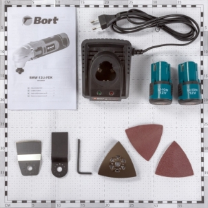 Akumuliatorinis daugiafunkcinis įrankis Bort BMW-12Li-FDK, 12V, 2x1,5Ah