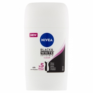 Antiperspirantas Nivea Solid antiperspirant Invisible For Black & White Clear 50 ml Dezodoranti, antiperspiranti