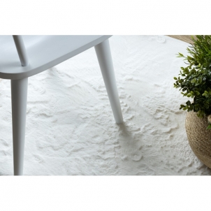 Apvalus baltas kailio imitacijos kilimas POSH | ratas 80 cm