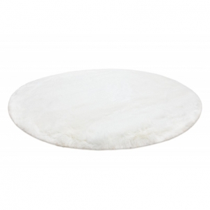 Apvalus baltas kailio imitacijos kilimas TEDDY | ratas 100 cm