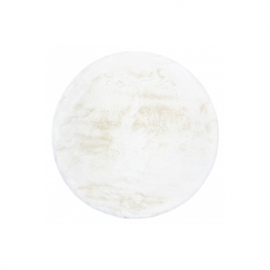 Apvalus baltas kailio imitacijos kilimas TEDDY | ratas 160 cm