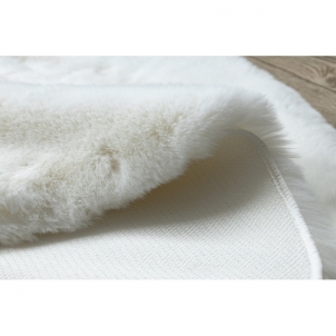 Apvalus baltas kailio imitacijos kilimas TEDDY | ratas 80 cm