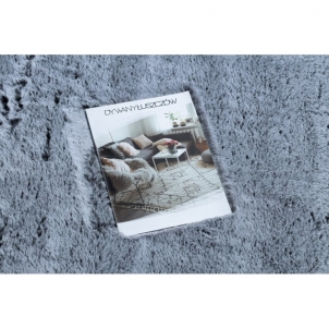 Apvalus pilkas kailio imitacijos kilimas LAPIN | ratas 80 cm