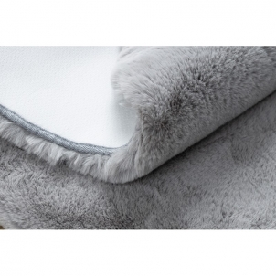 Apvalus pilkas kailio imitacijos kilimas TEDDY | ratas 80 cm