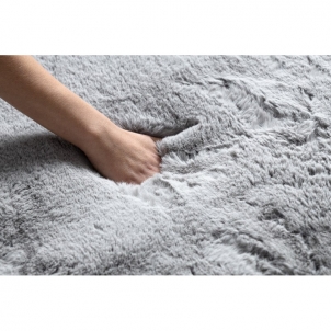 Apvalus pilkas kailio imitacijos kilimas TEDDY | ratas 80 cm