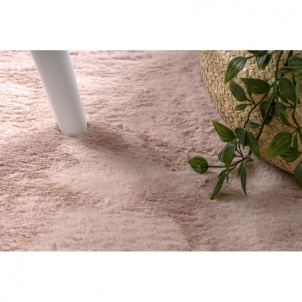 Apvalus rausvas kailio imitacijos kilimas POSH | ratas 100 cm