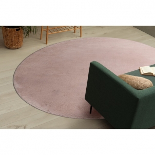 Apvalus rausvas kailio imitacijos kilimas POSH | ratas 100 cm