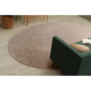 Apvalus smėlio spalvos kailio imitacijos kilimas POSH | ratas 100 cm