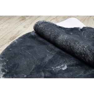 Apvalus tamsiai pilkas kailio imitacijos kilimas LAPIN | ratas 80 cm