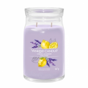 Aromatinė žvakė Yankee Candle Aromatic candle Signature glass large Lemon Lavender 567 g Kvapai namams