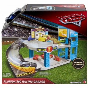 Garažas - automobilių trasa FWL70 Mattel Cars 3 Racing Garage Piston Cup Florida 500 Automobilių lenktynių trasos vaikams