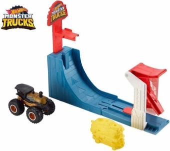 Automobilių trąsa GCG00 Hot Wheels Monster Toy Truck Slam Launcher Play Set Sacīkšu trases, garāžas bērniem