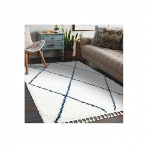 Baltas kilimas su mėlynais akcentais UNION | 140x190 cm